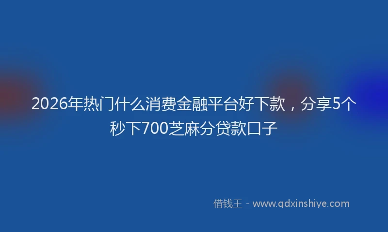 2026年热门什么消费金融平台好下款，分享5个秒下700芝麻分贷款口子