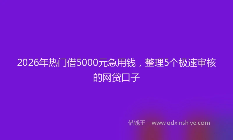 2026年热门借5000元急用钱，整理5个极速审核的网贷口子