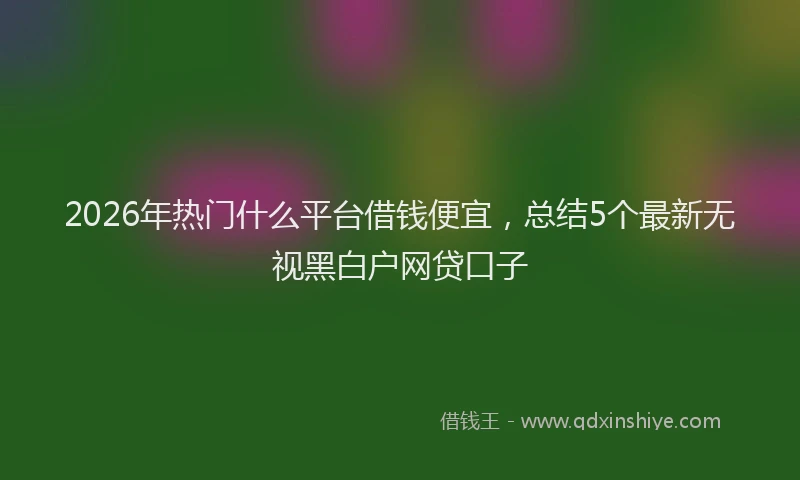 2026年热门什么平台借钱便宜，总结5个最新无视黑白户网贷口子
