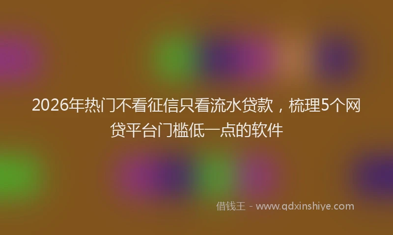 2026年热门不看征信只看流水贷款，梳理5个网贷平台门槛低一点的软件