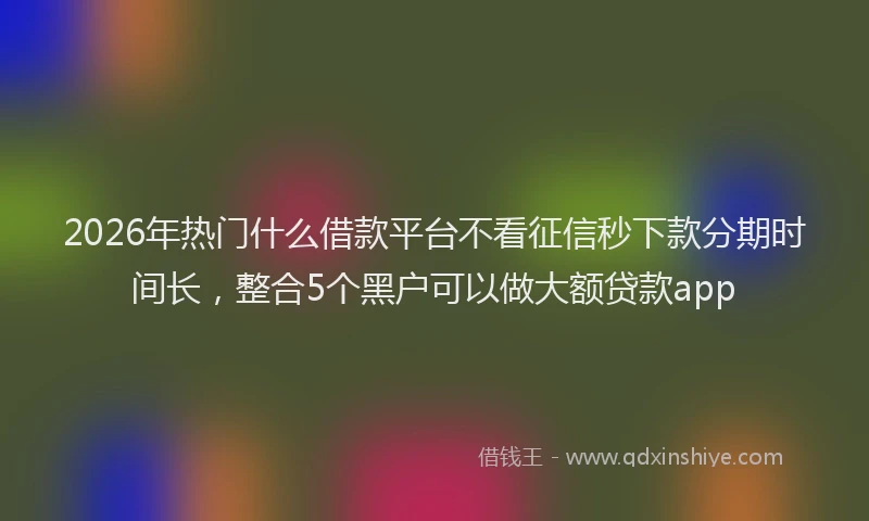 2026年热门什么借款平台不看征信秒下款分期时间长，整合5个黑户可以做大额贷款app