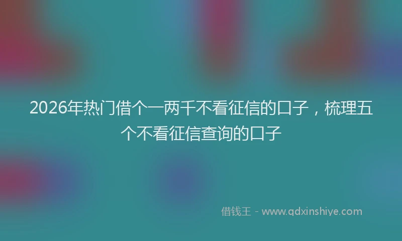 2026年热门借个一两千不看征信的口子，梳理五个不看征信查询的口子