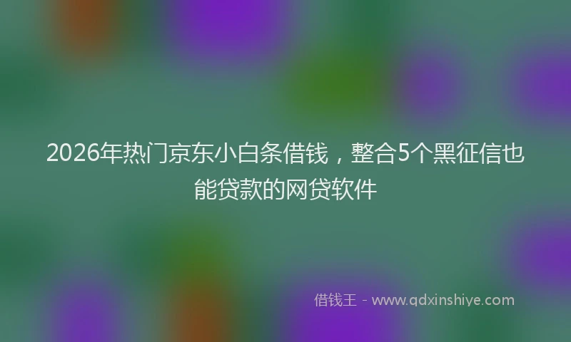 2026年热门京东小白条借钱，整合5个黑征信也能贷款的网贷软件