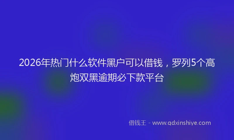 2026年热门什么软件黑户可以借钱，罗列5个高炮双黑逾期必下款平台