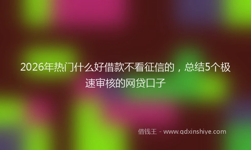 2026年热门什么好借款不看征信的，总结5个极速审核的网贷口子