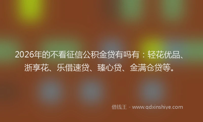 2026年的不看征信公积金贷有吗有：轻花优品、浙享花、乐借速贷、臻心贷、金满仓贷等。