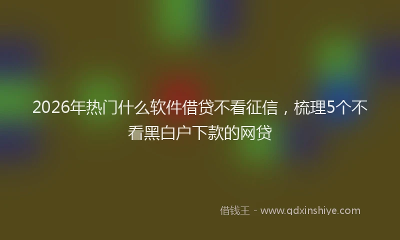 2026年热门什么软件借贷不看征信，梳理5个不看黑白户下款的网贷