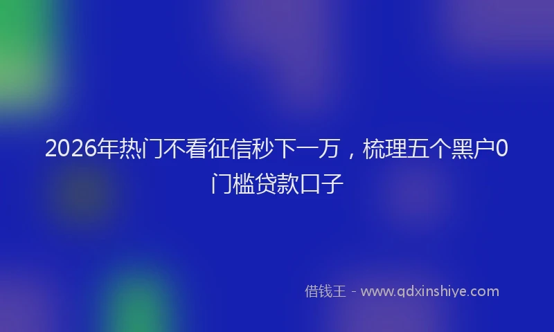 2026年热门不看征信秒下一万，梳理五个黑户0门槛贷款口子