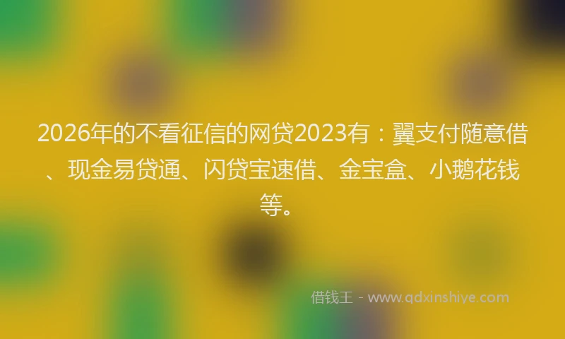 2026年的不看征信的网贷2023有：翼支付随意借、现金易贷通、闪贷宝速借、金宝盒、小鹅花钱等。