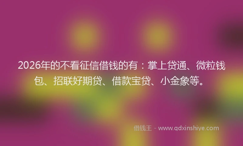 2026年的不看征信借钱的有：掌上贷通、微粒钱包、招联好期贷、借款宝贷、小金象等。