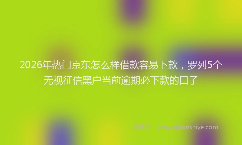 2026年热门京东怎么样借款容易下款，罗列5个无视征信黑户当前逾期必下款的口子