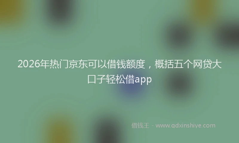 2026年热门京东可以借钱额度，概括五个网贷大口子轻松借app