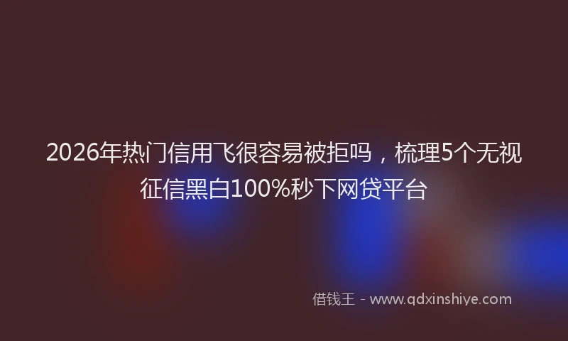 2026年热门信用飞很容易被拒吗，梳理5个无视征信黑白100%秒下网贷平台