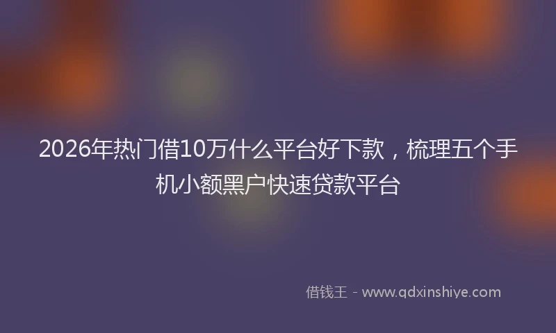2026年热门借10万什么平台好下款，梳理五个手机小额黑户快速贷款平台