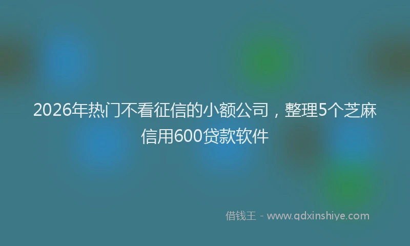 2026年热门不看征信的小额公司，整理5个芝麻信用600贷款软件
