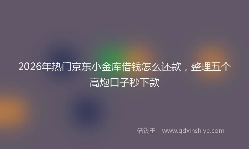 2026年热门京东小金库借钱怎么还款，整理五个高炮口子秒下款