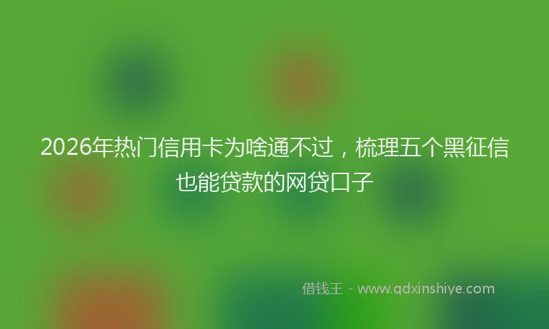 2026年热门信用卡为啥通不过，梳理五个黑征信也能贷款的网贷口子