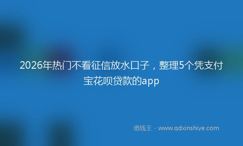 2026年热门不看征信放水口子，整理5个凭支付宝花呗贷款的app