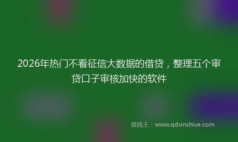 2026年热门不看征信大数据的借贷，整理五个审贷口子审核加快的软件