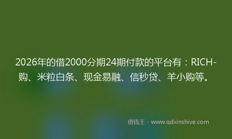 2026年的借2000分期24期付款的平台有：RICH-购、米粒白条、现金易融、信秒贷、羊小购等。