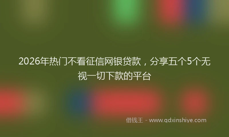 2026年热门不看征信网银贷款，分享五个5个无视一切下款的平台