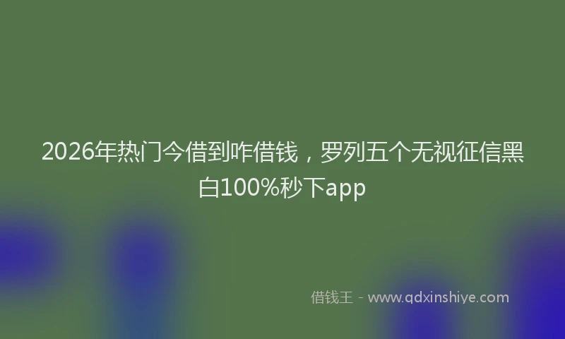 2026年热门今借到咋借钱，罗列五个无视征信黑白100%秒下app