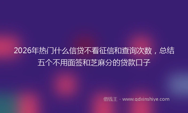 2026年热门什么信贷不看征信和查询次数，总结五个不用面签和芝麻分的贷款口子