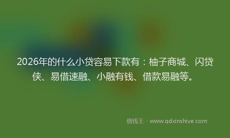 2026年的什么小贷容易下款有：柚子商城、闪贷侠、易借速融、小融有钱、借款易融等。