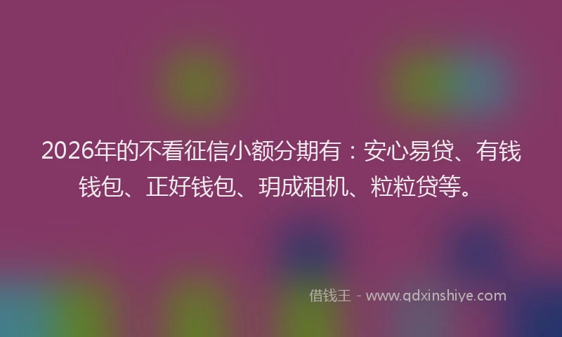 2026年的不看征信小额分期有：安心易贷、有钱钱包、正好钱包、玥成租机、粒粒贷等。