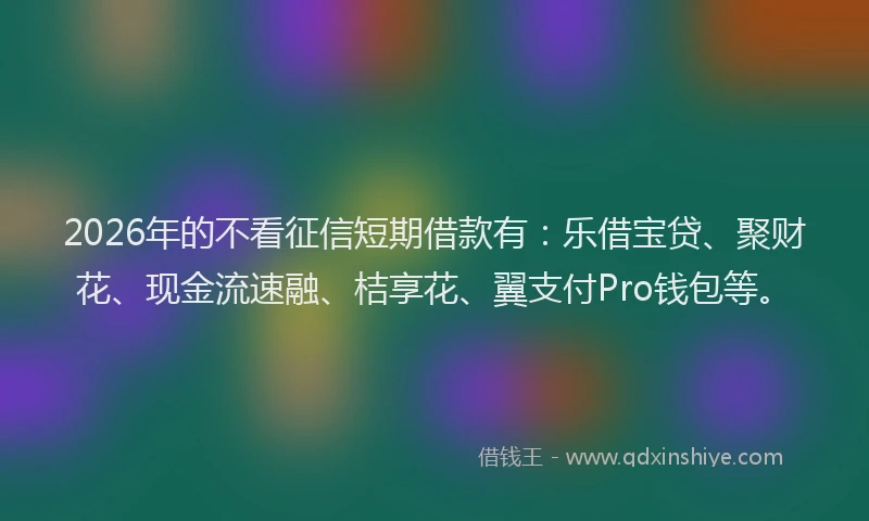 2026年的不看征信短期借款有：乐借宝贷、聚财花、现金流速融、桔享花、翼支付Pro钱包等。
