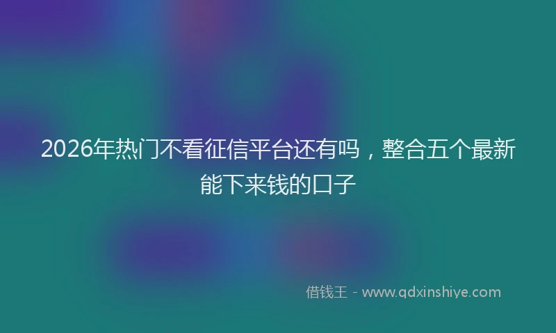 2026年热门不看征信平台还有吗，整合五个最新能下来钱的口子