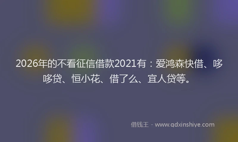 2026年的不看征信借款2021有：爱鸿森快借、哆哆贷、恒小花、借了么、宜人贷等。