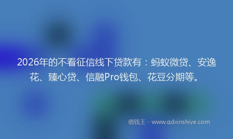 2026年的不看征信线下贷款有：蚂蚁微贷、安逸花、臻心贷、信融Pro钱包、花豆分期等。