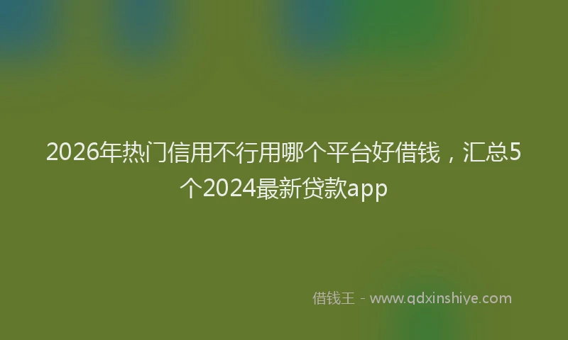2026年热门信用不行用哪个平台好借钱，汇总5个2024最新贷款app