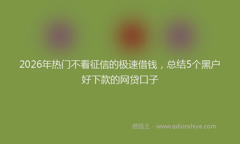 2026年热门不看征信的极速借钱，总结5个黑户好下款的网贷口子