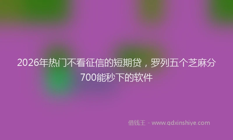 2026年热门不看征信的短期贷，罗列五个芝麻分700能秒下的软件