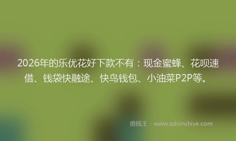 2026年的乐优花好下款不有：现金蜜蜂、花呗速借、钱袋快融途、快鸟钱包、小油菜P2P等。