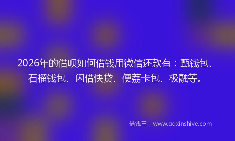 2026年的借呗如何借钱用微信还款有：甄钱包、石榴钱包、闪借快贷、便荔卡包、极融等。