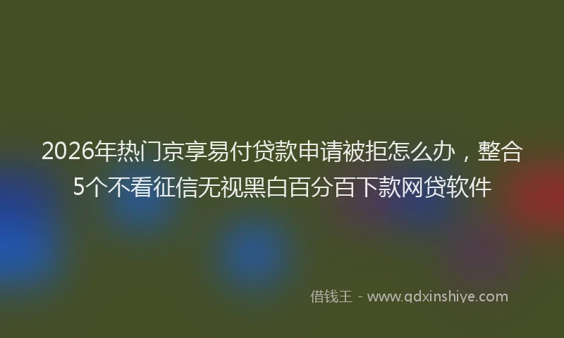 2026年热门京享易付贷款申请被拒怎么办，整合5个不看征信无视黑白百分百下款网贷软件