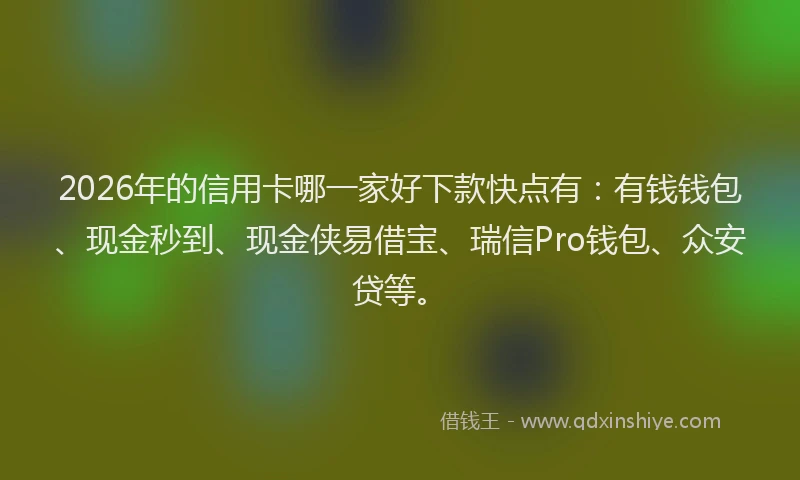 2026年的信用卡哪一家好下款快点有：有钱钱包、现金秒到、现金侠易借宝、瑞信Pro钱包、众安贷等。
