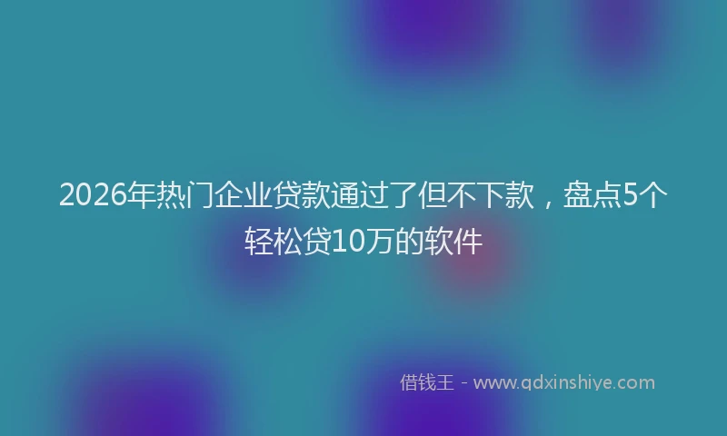 2026年热门企业贷款通过了但不下款，盘点5个轻松贷10万的软件