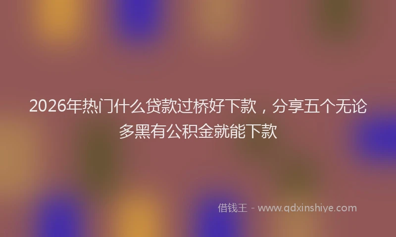 2026年热门什么贷款过桥好下款，分享五个无论多黑有公积金就能下款