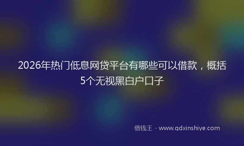 2026年热门低息网贷平台有哪些可以借款，概括5个无视黑白户口子