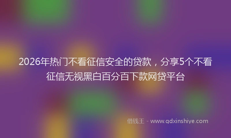 2026年热门不看征信安全的贷款，分享5个不看征信无视黑白百分百下款网贷平台