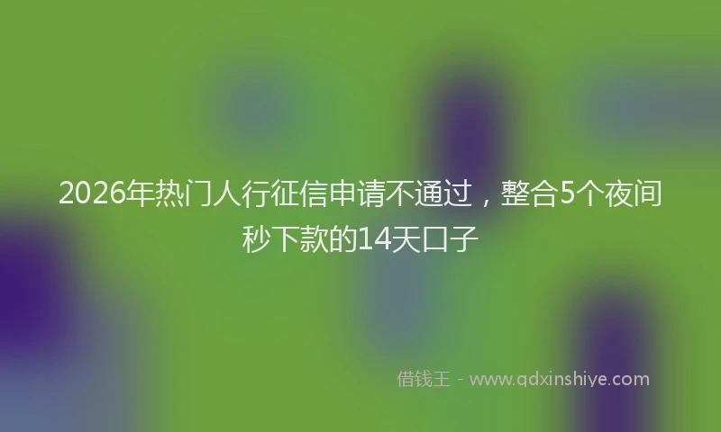 2026年热门人行征信申请不通过，整合5个夜间秒下款的14天口子