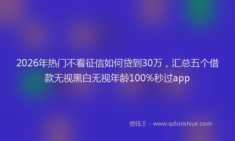 2026年热门不看征信如何贷到30万，汇总五个借款无视黑白无视年龄100%秒过app
