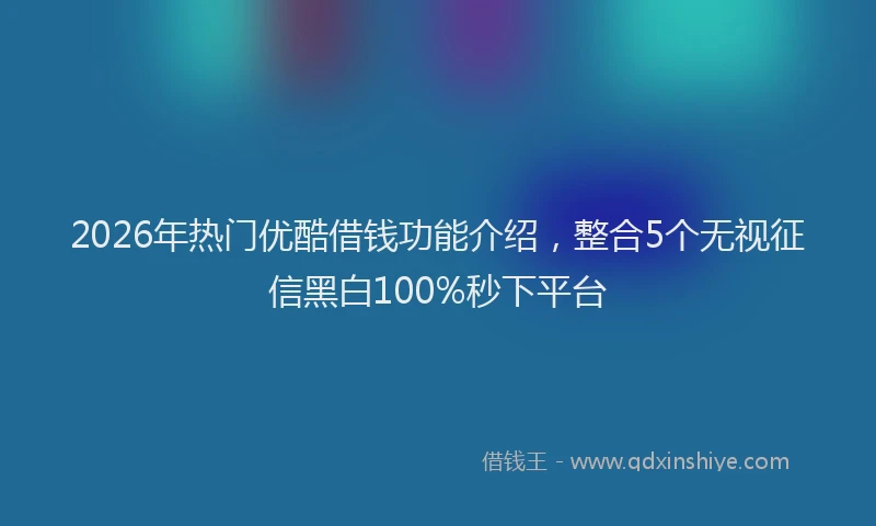 2026年热门优酷借钱功能介绍，整合5个无视征信黑白100%秒下平台