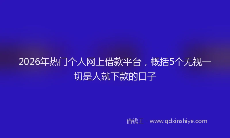 2026年热门个人网上借款平台，概括5个无视一切是人就下款的口子