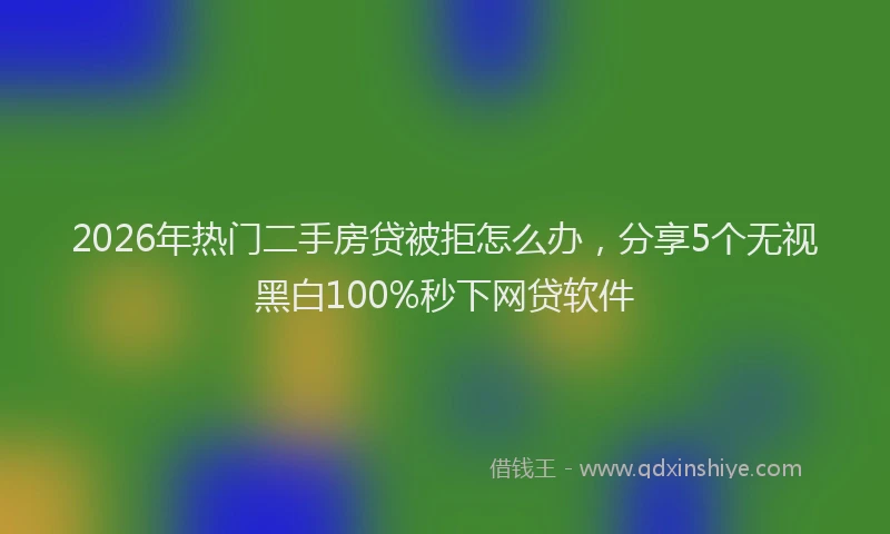 2026年热门二手房贷被拒怎么办，分享5个无视黑白100%秒下网贷软件