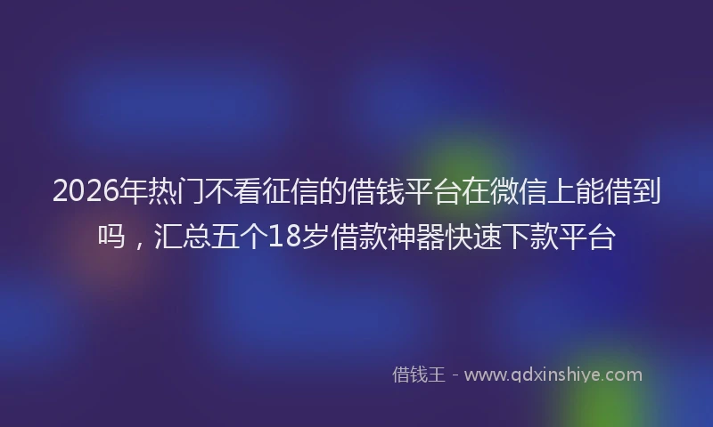 2026年热门不看征信的借钱平台在微信上能借到吗，汇总五个18岁借款神器快速下款平台